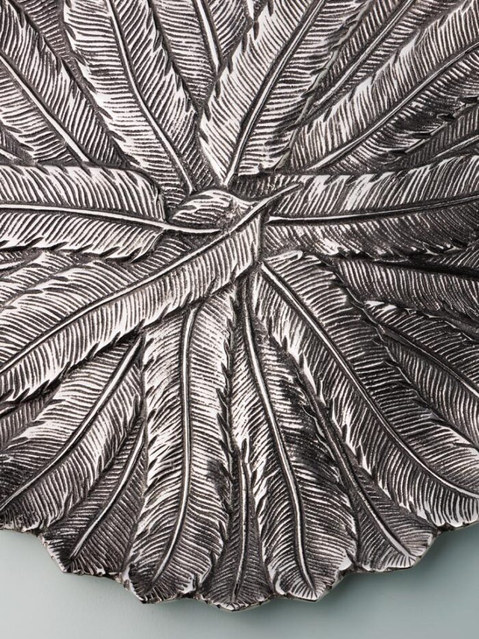 Plateau métal argent plumes – Image 2