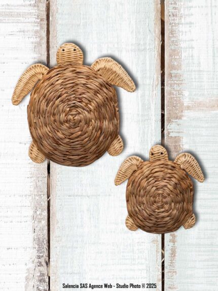Set de 2 tortues en rotin et jacinthe d'eau CHehoma