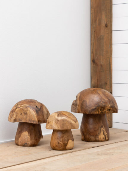 Set de 3 champignons extérieurs en teck Chehoma