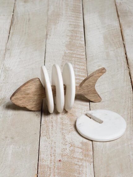 Set 4 sous-verres et support poisson Arrêtes Chehoma