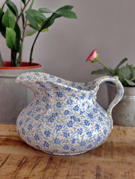 Pichet céramique fleurs bleues Retrodeco