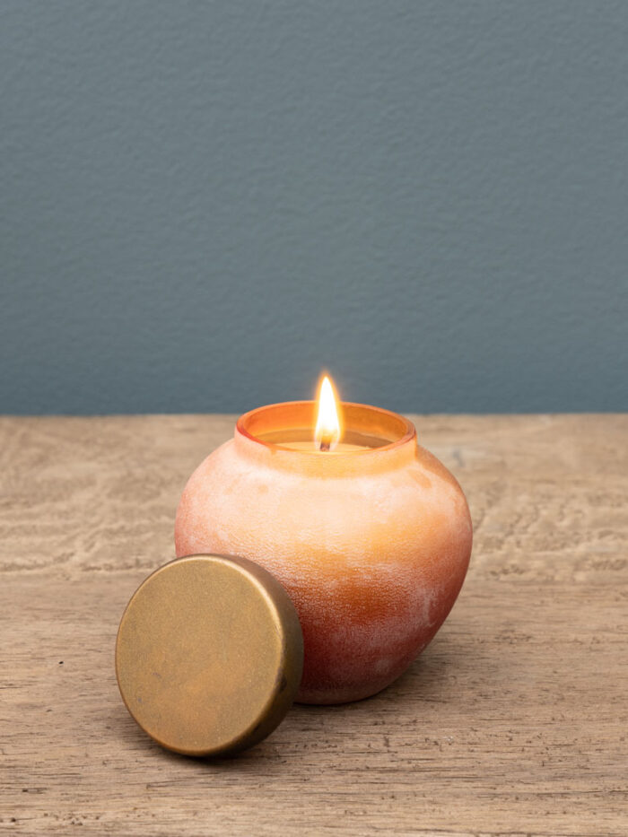 Bougie dans verre sablé confiture