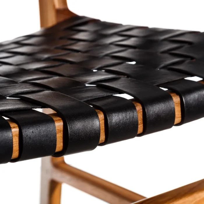 Chaise cuir noir Chester – Image 5