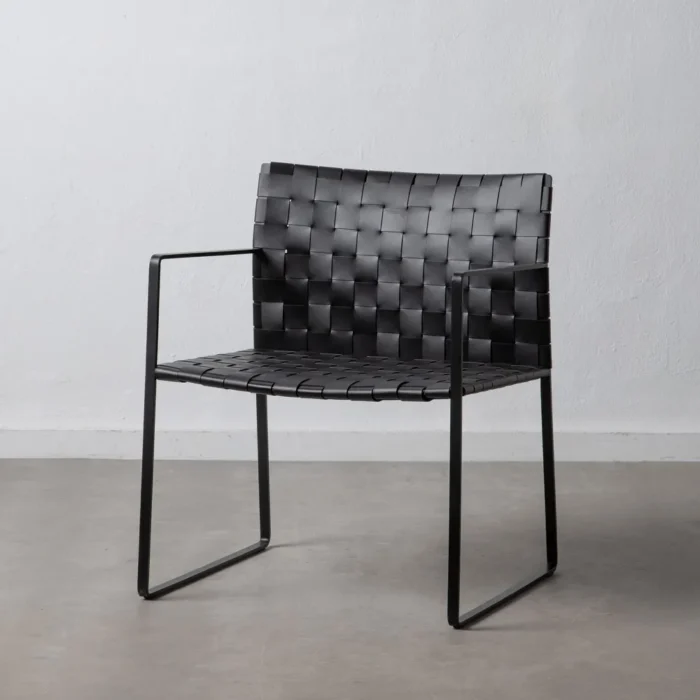 Chaise cuir noir Iska – Image 2