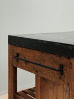 Îlot de cuisine Greta marbre noir bois recyclé – Image 6