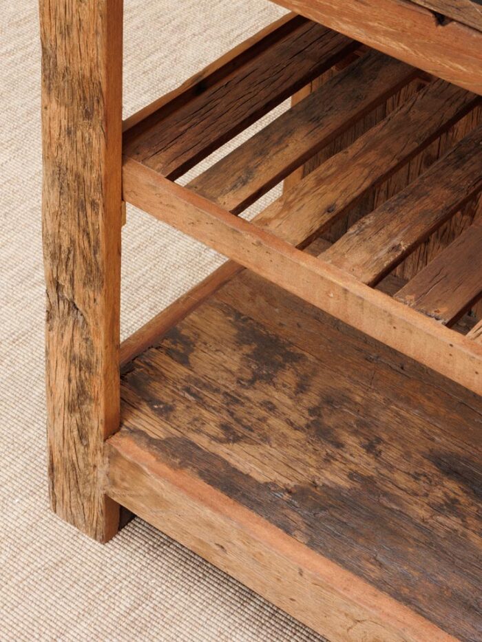 Îlot de cuisine Greta marbre noir bois recyclé – Image 5