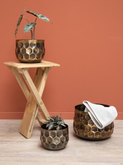 Set de 3 vasques métalliques nid d'abeille Chehoma