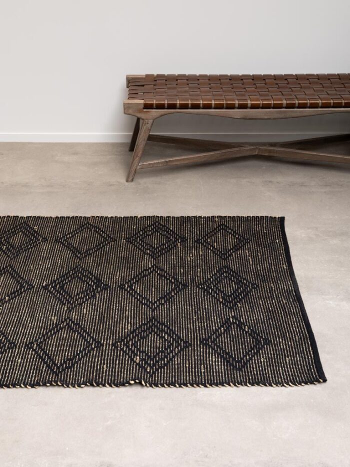 Tapis coton et jonc de mer à losanges – Image 2