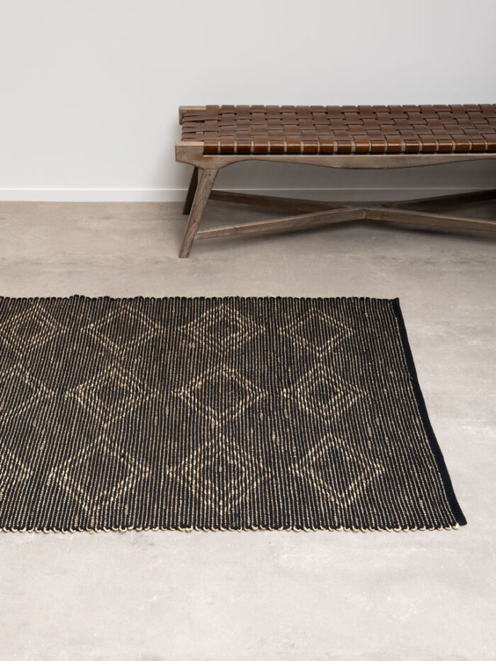 Tapis coton et jonc de mer à losanges Chehoma