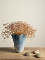Vase en verre bleu intérieur orange Chehoma