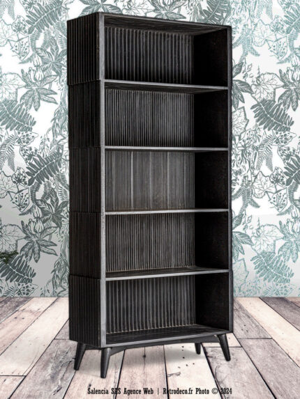 Bibliothèque Plissé Wood Black Vical