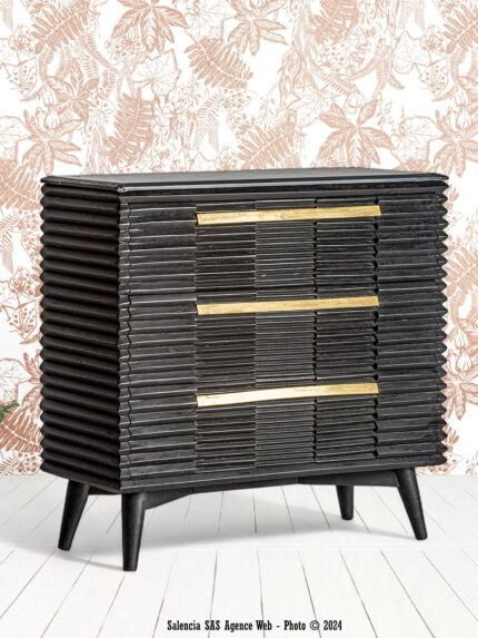 Commode Plissé Wood Black Vical