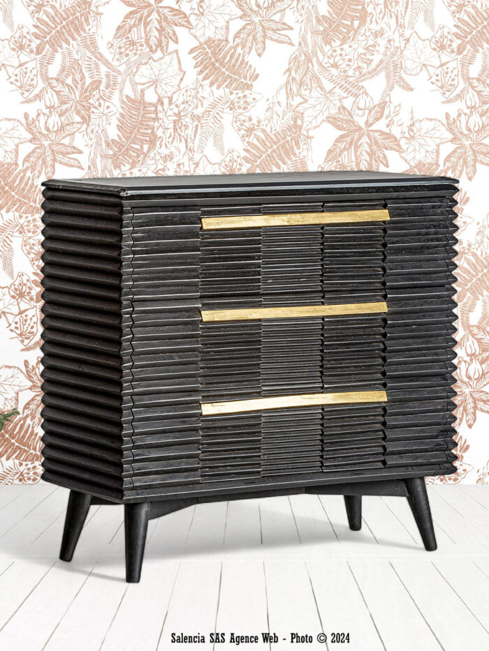 Commode Plissé Wood Black Vical