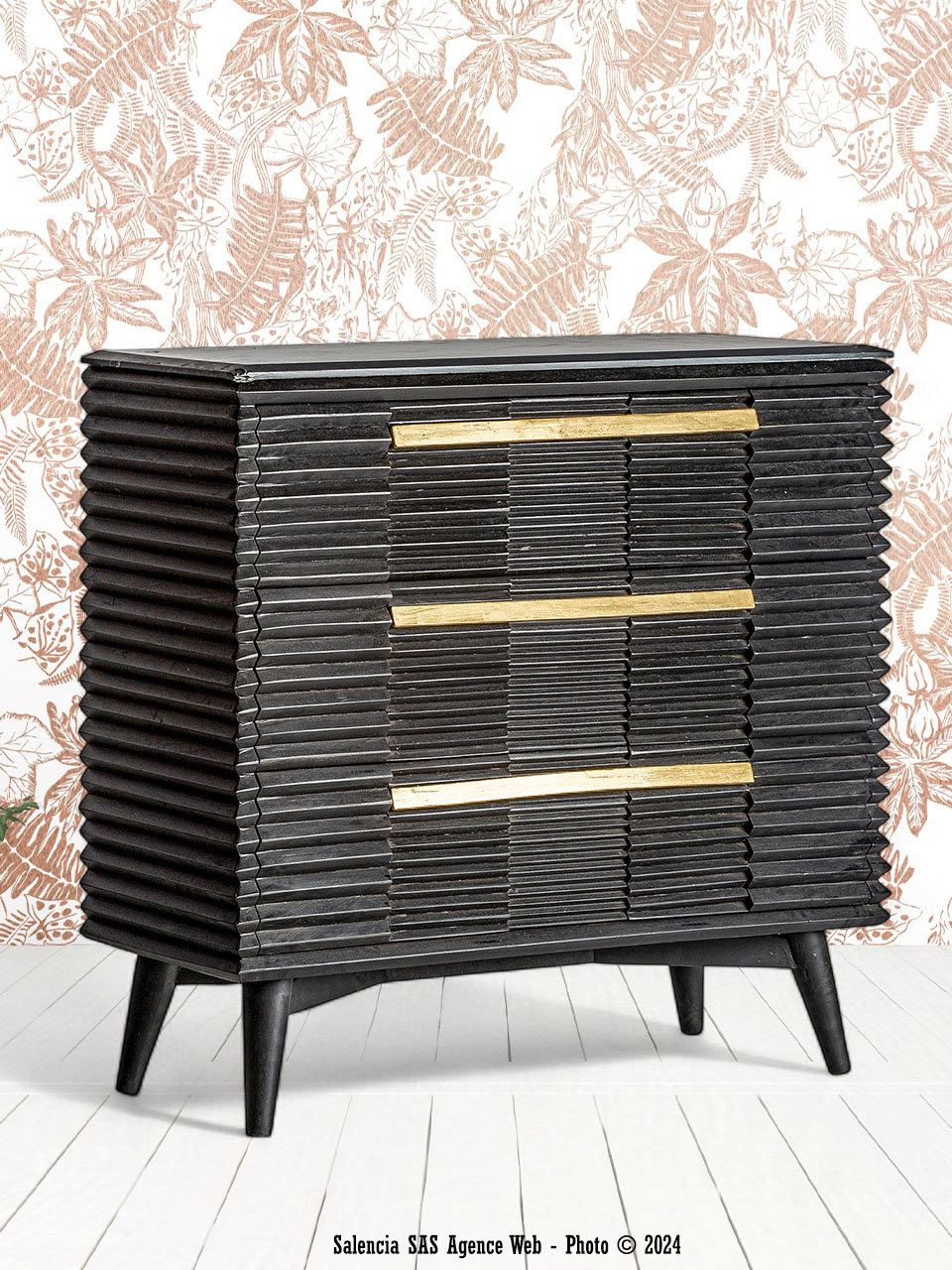 Commode Plissé Wood Black Vical