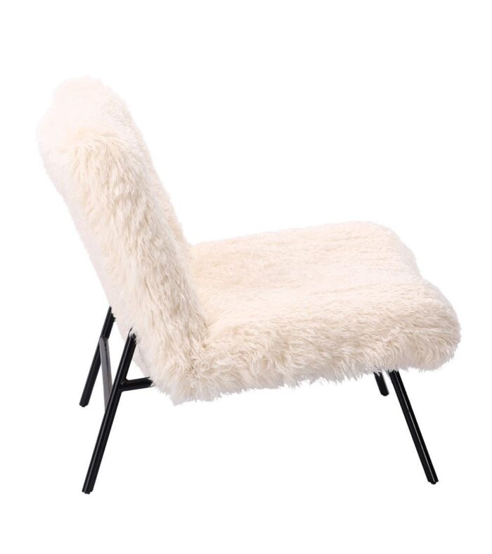 Fauteuil Domme Fausse Fourrure Blanc – Image 3