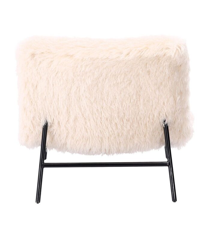 Fauteuil Domme Fausse Fourrure Blanc – Image 4