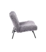 Fauteuil Domme Fausse Fourrure Gris – Image 3