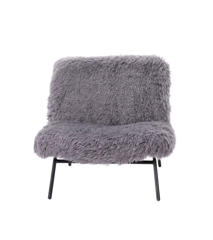 Fauteuil Domme Fausse Fourrure Gris – Image 2