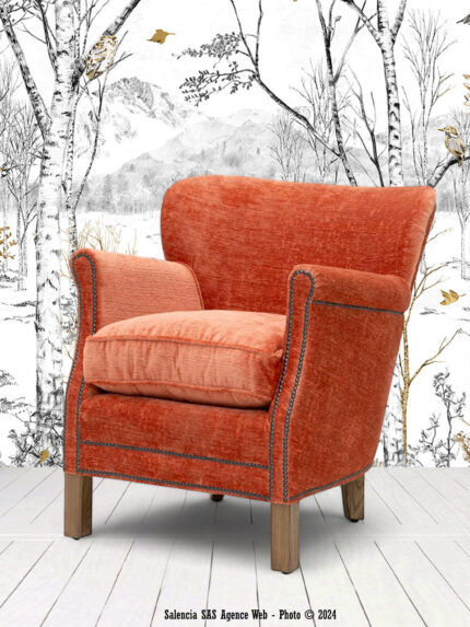 Fauteuil Turner velours terracotta Chehoma