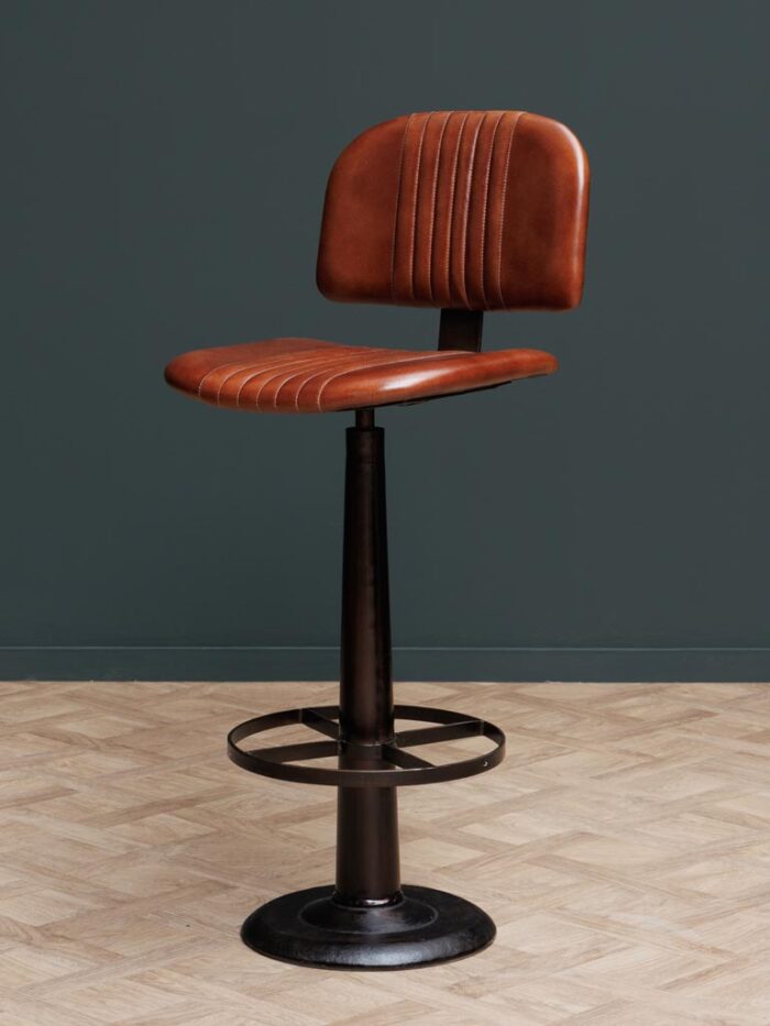 Chaise de bar cuir et métal Cleveland Chehoma