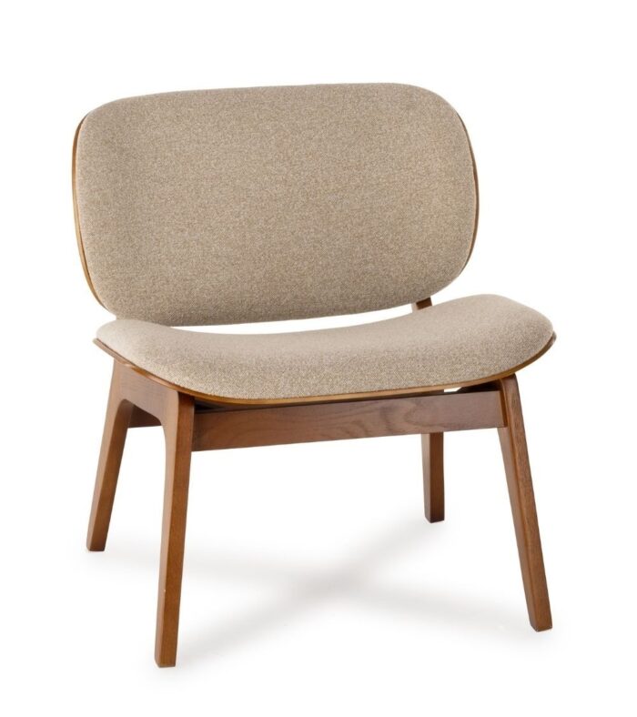 Fauteuil Kuji Beige Structure Bois – Image 2