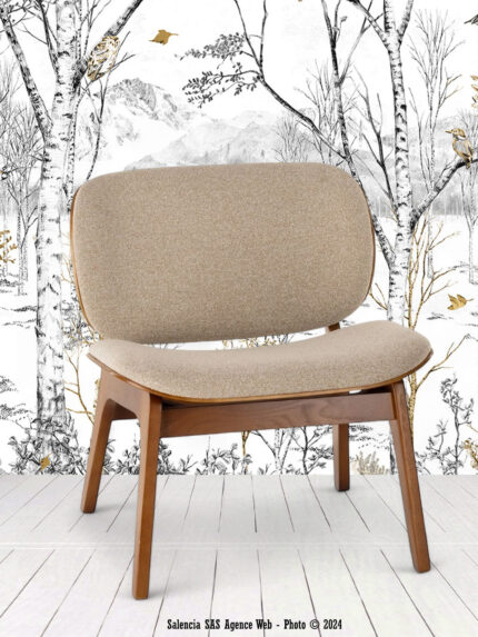 Fauteuil Kuji Beige Structure Bois Athezza