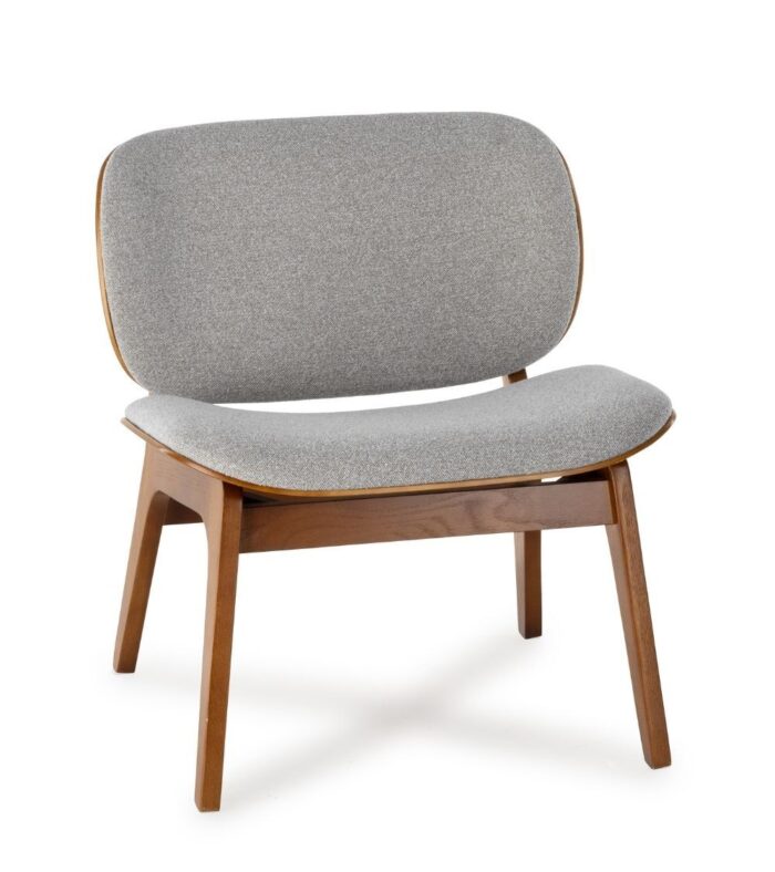 Fauteuil Kuji Gris Clair Structure Bois – Image 2