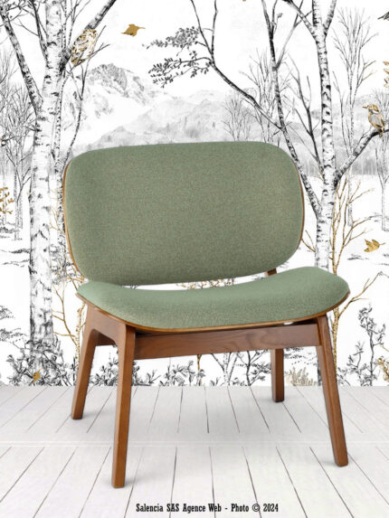 Fauteuil Kuji Vert Structure Bois Athezza