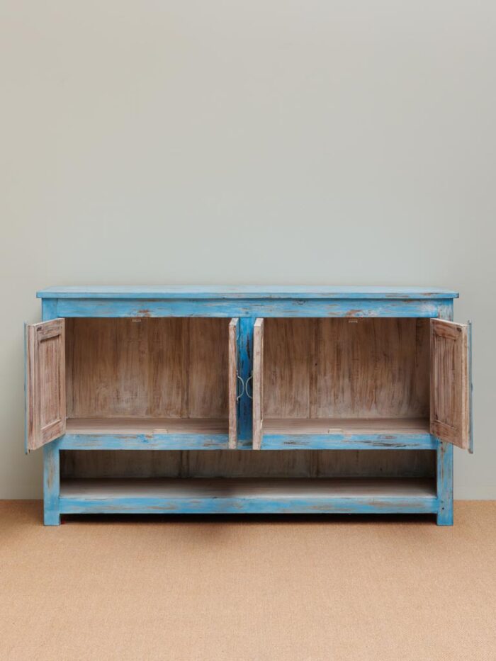 Buffet 4 portes patine bleue Rivedoux – Image 3