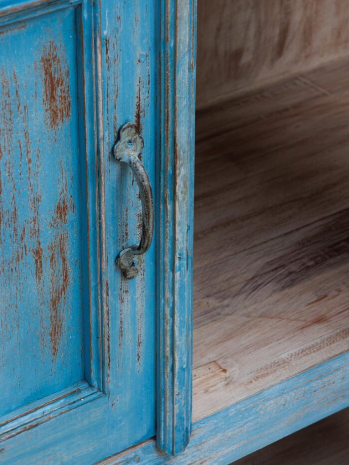 Buffet 4 portes patine bleue Rivedoux – Image 4