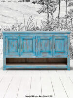 Buffet 4 portes patine bleue Rivedoux Chehoma