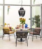 Chaise à accoudoirs rayures terracotta Springs – Image 6