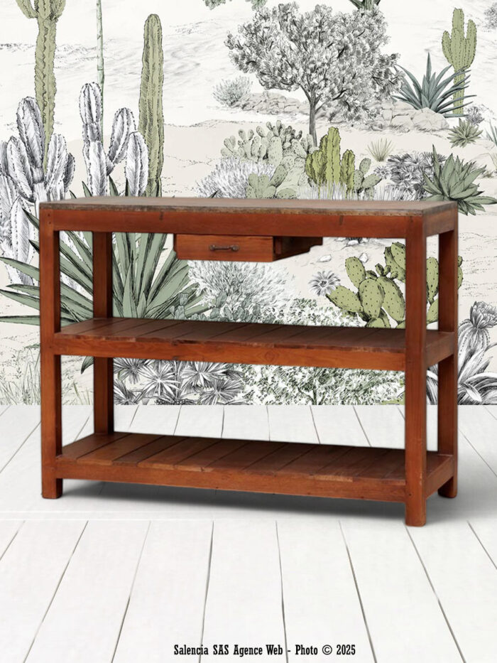Console 2 étages top style zinc Chehoma