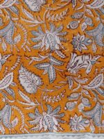 Coussin blockprint fleuri curry – Image 3