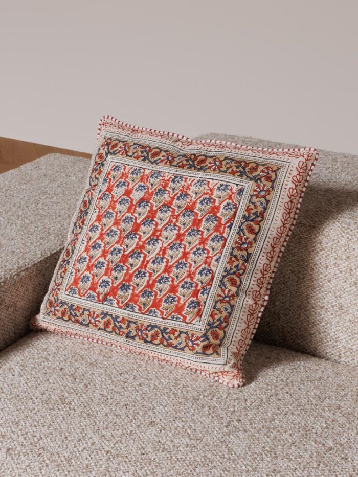 Coussin blockprint fleuri sumak – Image 2