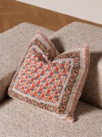 Coussin blockprint fleuri sumak