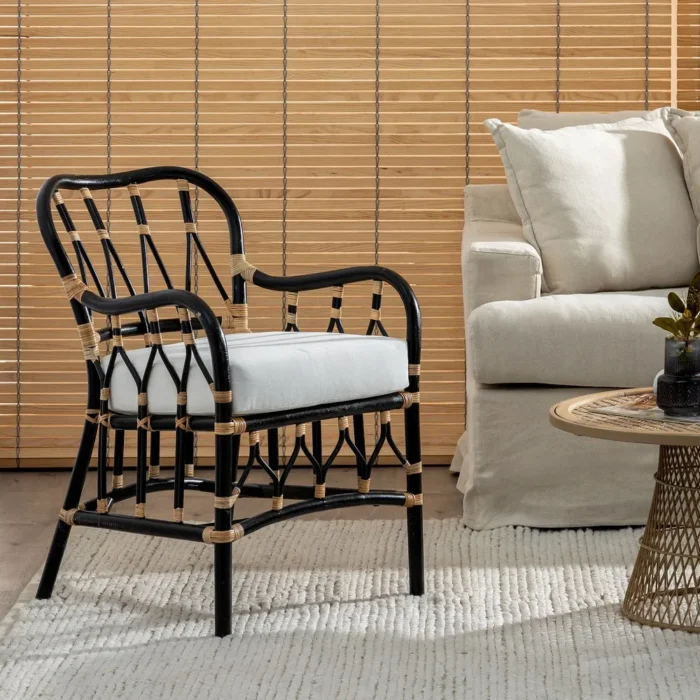 Fauteuil naturel rotin noir Lilian – Image 2