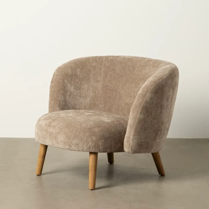 Fauteuil rond taupe Rey – Image 2
