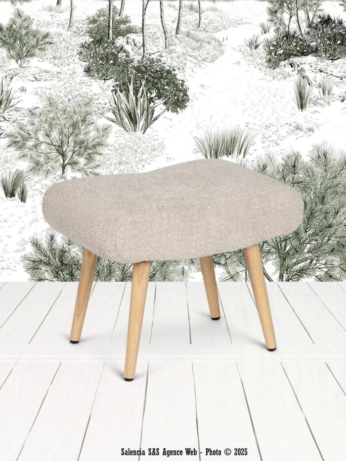 Pouf bouclette beige Ixia