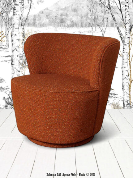 Fauteuil rotatif terracotta Kiwi Ixia