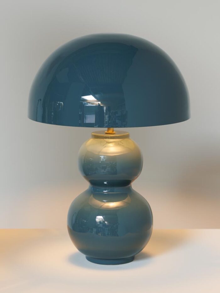 Lampe laquée bleu de prusse Bulb – Image 2