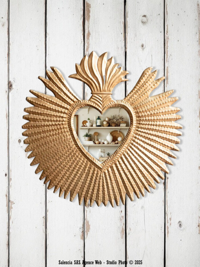 Miroir Ex-voto doré enflammé Chehoma