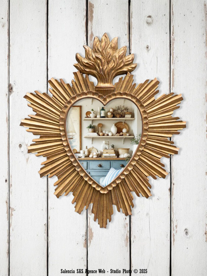 Miroir Ex-voto résine dorée