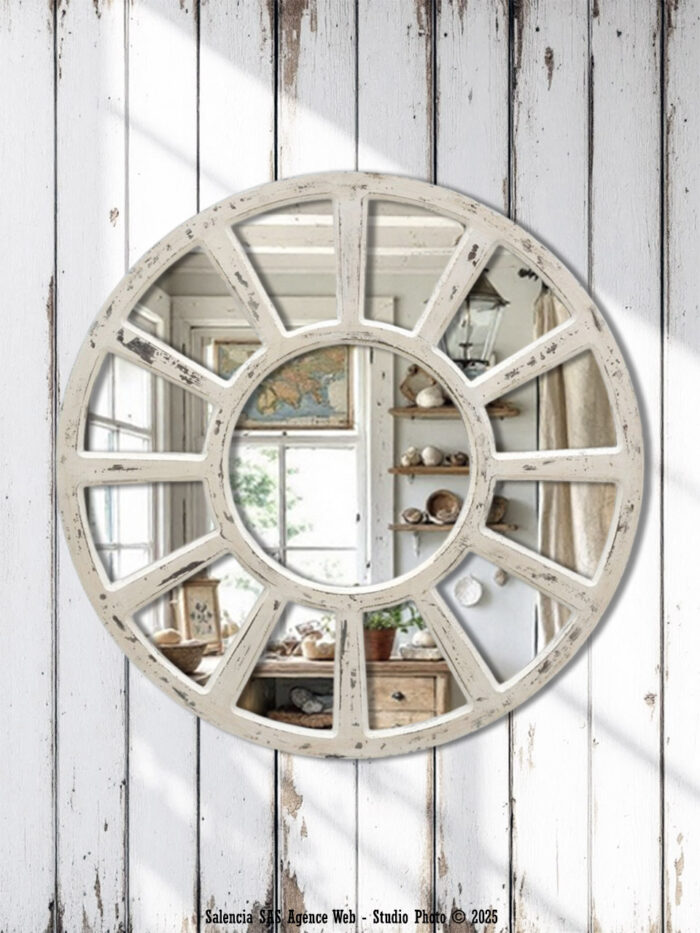 Miroir rond blanc antique Chehoma