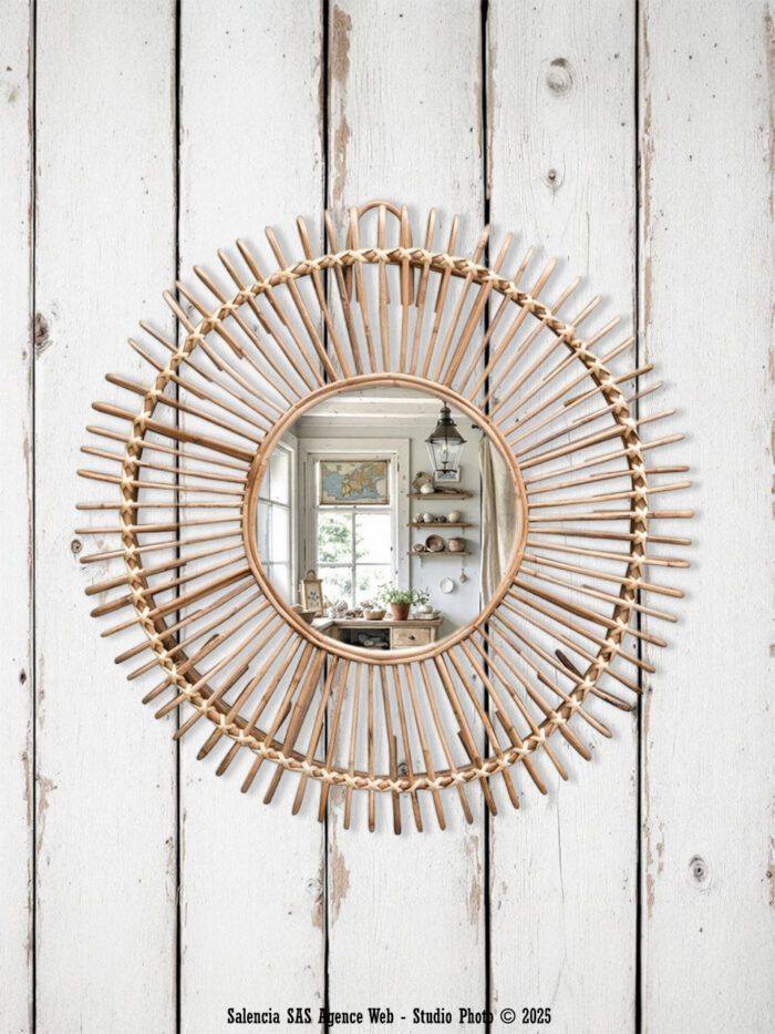 Miroir rotin ondulé Chehoma
