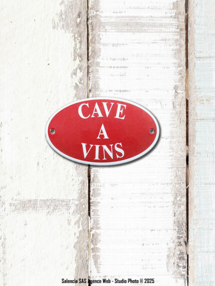 Plaque émaillée ovale rouge Cave à Vins Email Replica