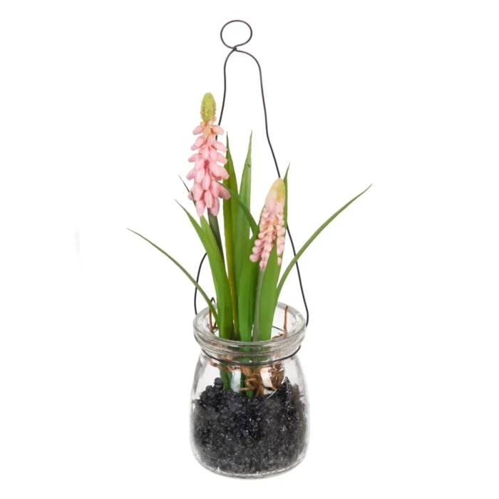 Bocal suspendu 3 fleurs Muscari rose – Image 3