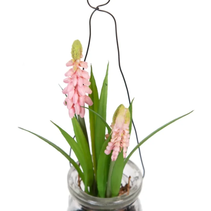 Bocal suspendu 3 fleurs Muscari rose – Image 4
