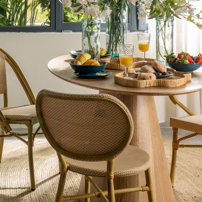 Chaise beige aluminium Poésie – Image 1