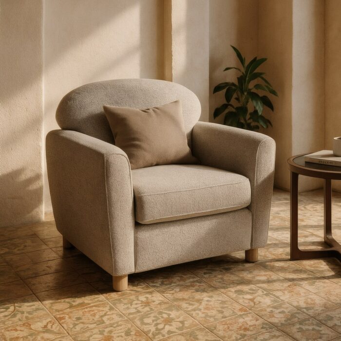 Fauteuil chiné beige Malabar – Image 2